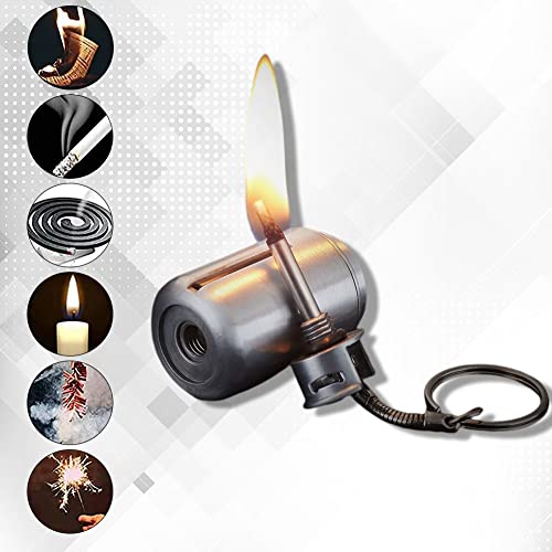 Yuiqieuy Permanent Match Lighter,Flint Metal Keychain Match,Fire Starter Permanent Match,Waterproof Emergency Survival Camping Keychain Lighter For Outdoor(Without Gas) (Silver Gas Cans) #TOP2
