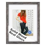 RPJC 11x14 Picture Frame Solid Wood, Fits 8x10 with Mat or 11x14 Without Mat, Real Glass Photo Frame for Wall Mounting, Black Gift-Ready in White Box, 2026 Driftwood Finish
