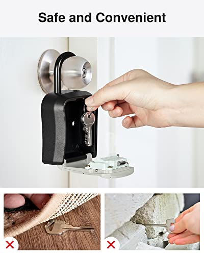 Puroma キーロックボックス ポータブルコンビネーションロックボックス 壁掛けキー収納ボックス 家の鍵用 リセット可能なコードセーフセキュリティロックボックス 自宅/オフィス/アパート用 スペアキーストレージ (1パック グレー)