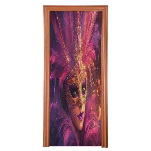 FLildon Carnival Masquerade Mask Mardi Gras Door Cover Decoration, Party Accessory Porch Decor for Festive Ornament Room Door Covers 36 x 98 Inch