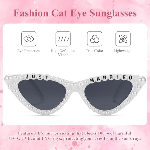 WantGor Cat Eye Sunglasses for Women, Bachelorette Party Bride to Be Gifts Bride Sun Glasses Bridal Engagement Decorations2