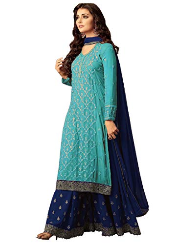 Ethnic wear Party Wear wedding wear Palazzo Set Salwar kameez For Women 47001 (Sky Blue, S-38)