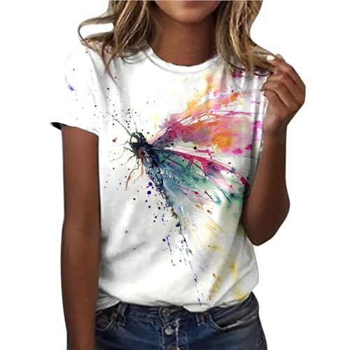 Tshirt Damen, Sommer T-Shirt Oberteile T-Shirts Für Damen T Baumwoll Women...