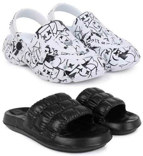 Image of Pampy Angel Combo Pack of 2 Slipper /Flip Flops /Slides /Clogs /Sandals with Adjustable Back Strap for Men (Cl-A-Smarti,Box)