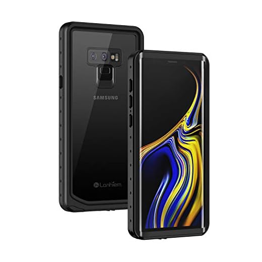 Lanhiem for Galaxy Note 9 Phone Case, IP68 Waterproof Dustproof Shockproof Case with Built-in Screen Protector, Full Body Underwater Protective Clear Cover for Samsung Galaxy Note 9, Black