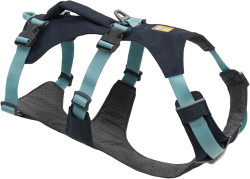 RUFFWEAR Flagline szelki dla psa, średnie, odblaskowe w kształcie litery Y z uchwytem, lekkie, regulowane, wyściełane szelki do spacerów i biegania dla psów, 3 mocowania smyczy i pierścień w kształcie