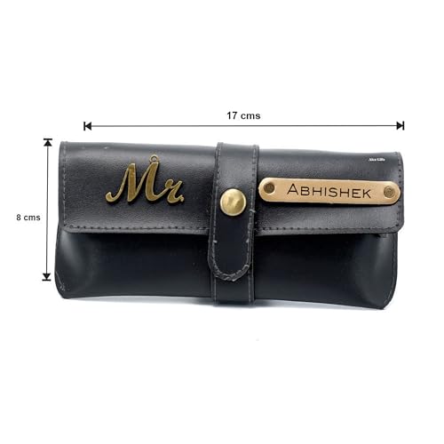 Image of AICA Personalised Name & Charm Leather Sunglass Case Cover for Men & Women | Hard Case Eyewear Cover
