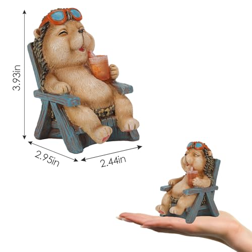 FOXMIS Hedgehog Statue Outdoor Solar Garden Decor for Outside Lawn Yard Patio, Home Office Valentine's Day Decorations Indoor Lights, Ideal Ornaments Birthday Gifts for Mom Women Grandma