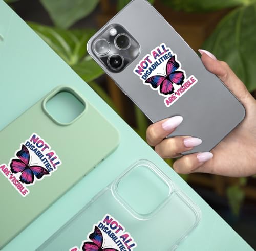 Image of (3Pcs) Not All Disabilities are Visible Butterfly Sticker, Dysautonomia Awareness Vinyl Sticker, Invisible Illness Stickers, Mental Health Decal - Sticker for Laptop Water Bottle Phone Hard Hat 3 inch