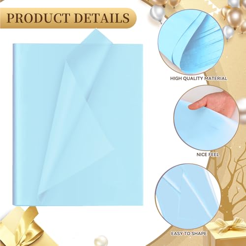 Image of Light Blue Tissue Paper for Gift Bags - 30 Sheets of Light Blue Wrapping Tissue Paper Bulk Packaging Paper for Weddings Birthday DIY Project Christmas Gift Wrapping Crafts Decor (14 x 20 Inch)