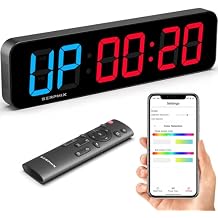 15.2" Gym Timer, Large Digital Gym Clock Wall with App & Remote Control, Customizable LED Colors, Count Down & Up, Stopwatch, Digital Timer for Fitness Classroom Home Garage Outdoor