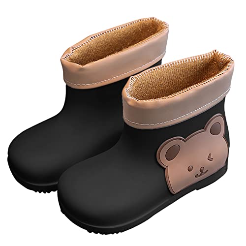 Kids Baby Cartoon Shoes Classic Children Rainboots PVC Rubber Children Water Shoes Waterproof Rain Fuzzy Toddler Boots (Black, 29.00)
