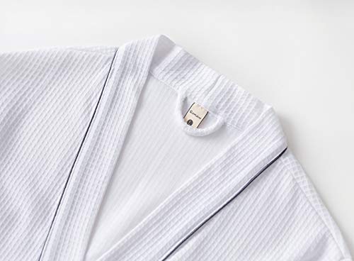 Men's Waffle Weave Kimono Bathrobe Lightweight Long Spa Robe2