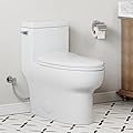 HOROW One-Piece Elongated Toilet, 1.28 GPF High Efficiency, Easy Cleaning Design, Left-Hand Flush Lever, Soft-Close Seat, Compact Modern Bathroom Toilet, 12'' Rough-In, White Ceramic Bowl
