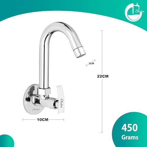 Image of CLINTON Kitchen Faucet with 360 Swivel Spout | Chrome Finish, Silver