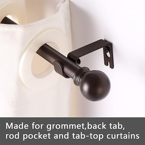 Image of GXOACKJ 2 Pack Brown Curtain Rods for windows 66 to 120 inch, 5 /8 inch Splicing Heavy Duty Metal Curtain Rod Set with Brackets