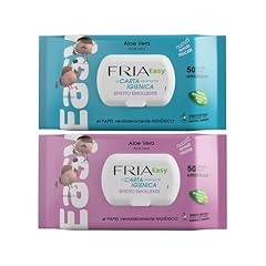 Fria Easy Carta Igienica Umidificata con Aloe Vera ad Effetto Emolliente, Tessuto Gettabile nel WC, Dermatologicamente Testate, Confezione da 50 Salviette
