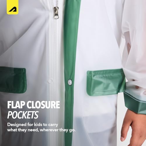 Image of Boldfit Raincoat for Kids Smart Back Long Raincoat with Hood Waterproof Rain Coat for Boys & Girls Lightweight School Poncho Jacket with Pockets & Buttons
