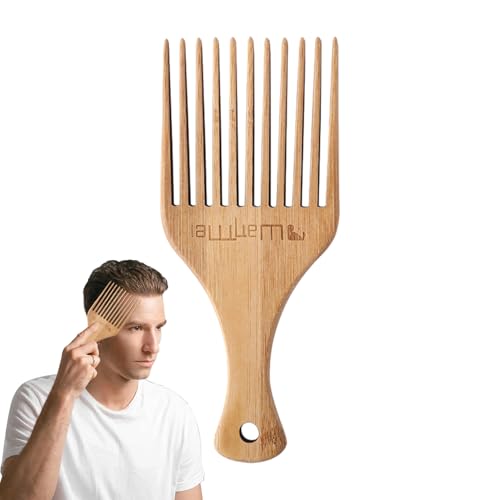 Púa de madera para el cabello, peine voluminizador para cabello rizado, cuidado de la barba, púa de madera hecha a mano, peine de madera duradero para cabello grueso, herramienta unisex para el hogar