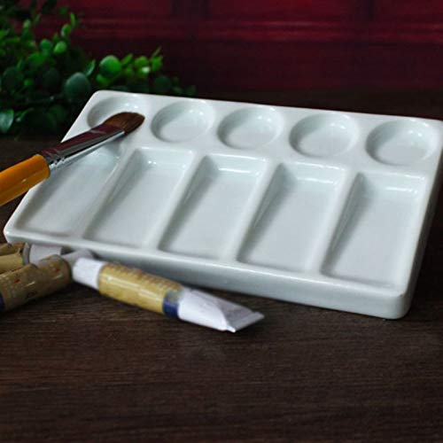 Paleta de cerámica para artistas y pintores de acuarela con porcelana blanca hecha a mano 8