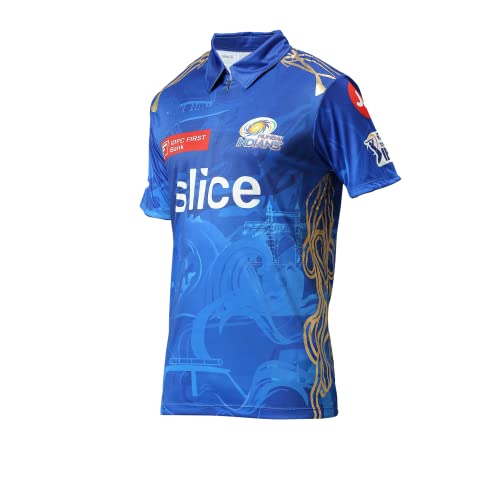Image of playR x MI Match Jersey 2023 - Plain Kid's Regular Fit Athletic Sports T-Shirt, Lightweight, Durable, Breathable for Running, Cricket, Training Casual Activewear for All Season