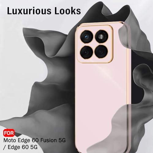Image of TheGiftKart Luxurious Golden-Plated Back Cover Case for Motorola Moto Edge 60 Fusion 5G / Edge 60 5G | Raised Lips for Camera & Screen Protection | Shockproof Design | Stylish Back Cover (TPU, Pink)
