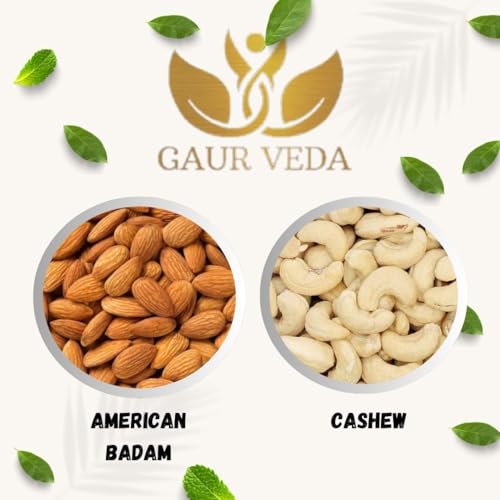 Image of GAURVEDA Premium American Almonds & Cashews Combo - Fresh Badam Kaju Mix for Healthy Snacking & Festive Gifting | Crunchy Nuts Pack