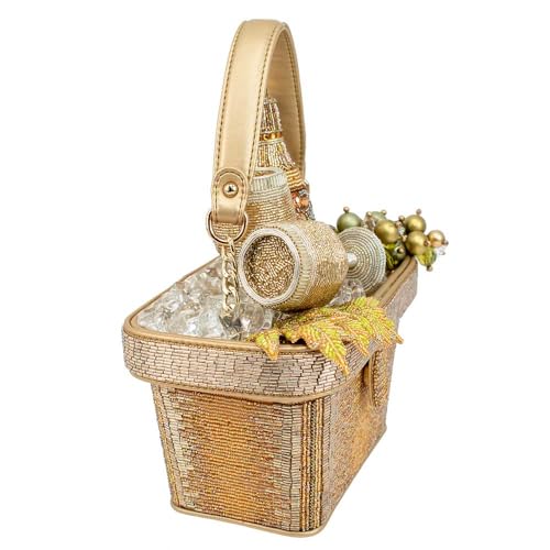 Mary Frances Chilled Beaded Wine Top Handle Handbag, Gold4