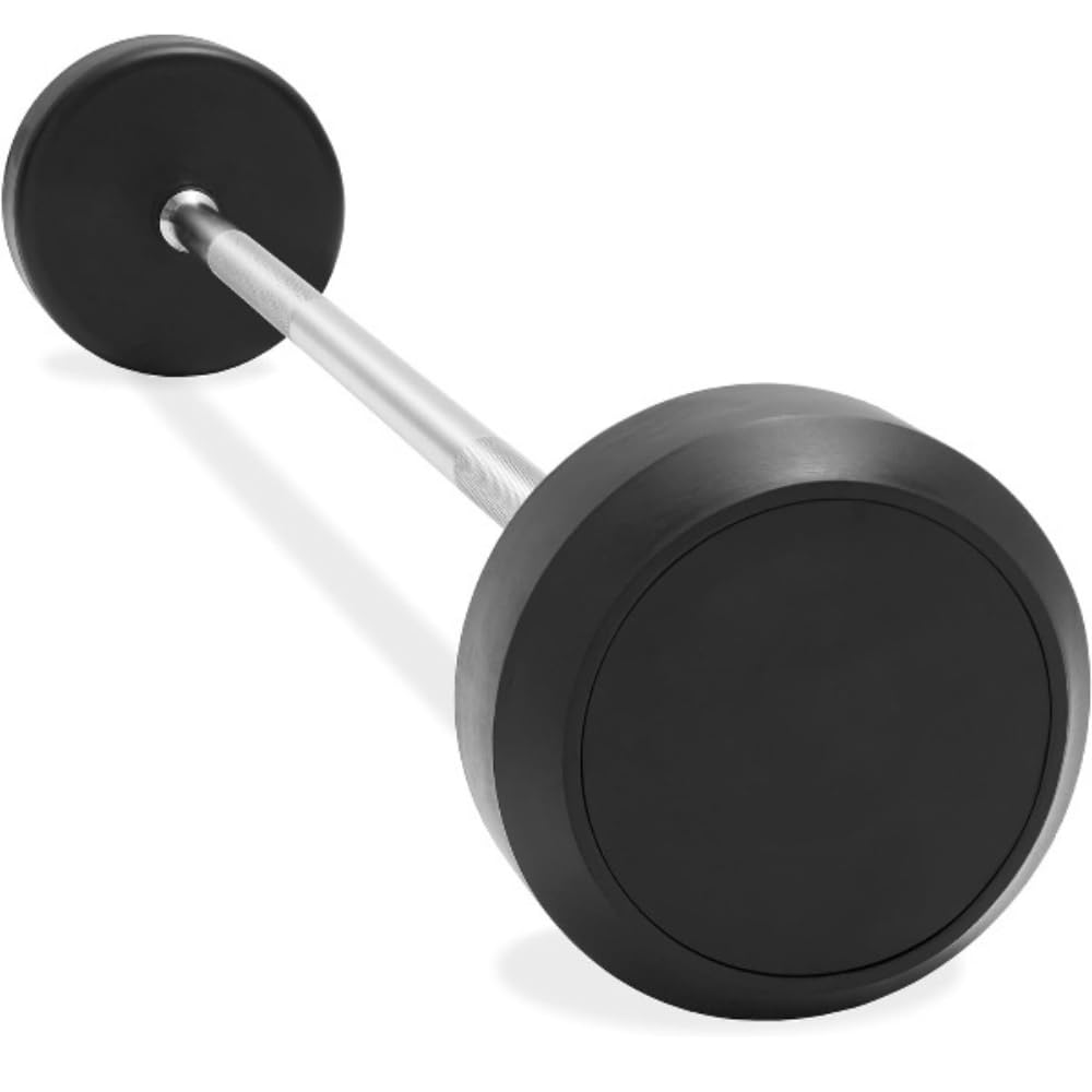 PRIME TAG Gym Rubber Fixed Barbell, Weight Bar Straight Barbell