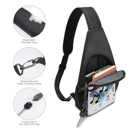 Bolso tipo bandolera con notas musicales puntadas casual miniatura 4