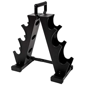BalanceFrom Foldable Solid Steel A-Frame Dumbbell Rack Holder with Handle, Works for Dumbbells 1-20 LBS