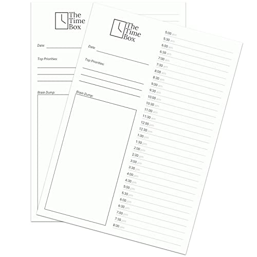 Die Zeit Box – Timeboxing Tagesplaner Block – To Do Liste – A5 Englisch 2x50 Seiten (100 Tage) – Minimalistischer Aufgaben, Termin & Zeitplaner nach bewährter Timeboxing Methode