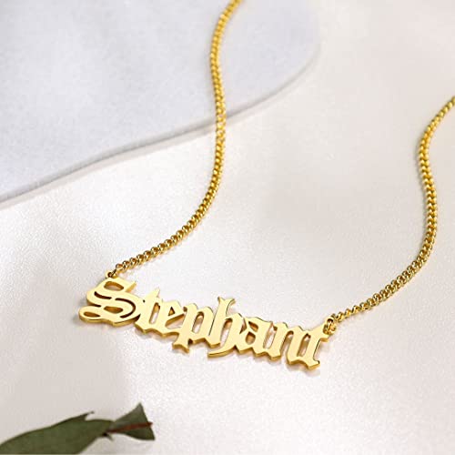 10K 14K 18K Real Gold Personalized Name Necklace for Women, Custom Name Nameplate Jewelry Gifts for Birthday Mother's Day Anniversary, Solid Gold Durable Cuban Chain Jewelry Gift for Mother Wife Daughter Friend2