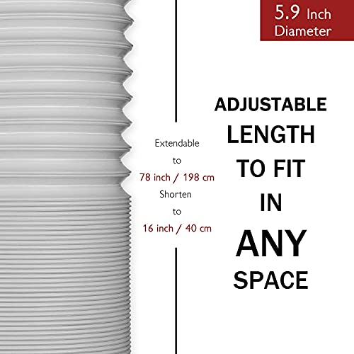 Image of TURBRO Portable Air Conditioner Universal Exhaust Hose - 5.9 Inch Diameter, 78 Inch Length, Clockwise Thread, White (707-90-015) | for Portable AC Units, Clockwise Thread, Sturdy, No-odor PP Construction