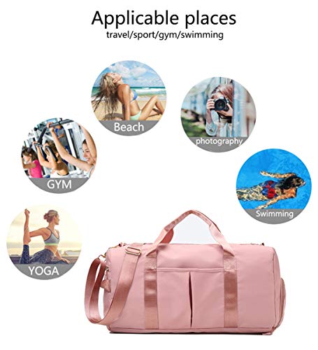 Lightweight Weekender Duffel Bags for Womens Girls Overnight Weekend Sport Gym Yoga Swim Travel Outdoor Vacation Carryon Checked Luggage Storage Adkx Personalized Duffle Bags with Wet Pocket (GREEN)