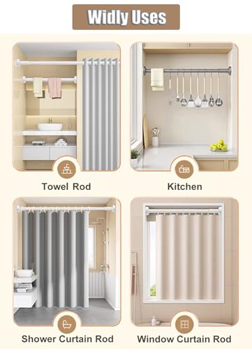 Barre de rideau de douche télescopique blanche et extensible sans perçage pour dressing
