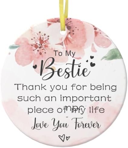 Bestie Gifts for Women Best Friend, Friendship Gift Work Bestie Ceramic Christmas Ornament Xmas Tree Decoration