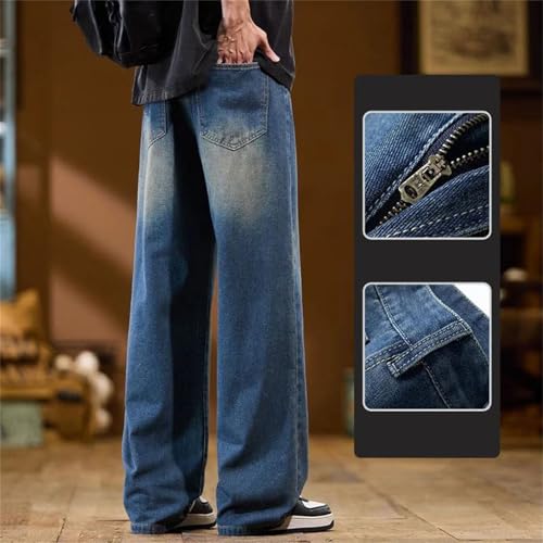 Men's Vintage Loose Casual Straight Wide Leg Jeans Fashion Solid Color High Waist Jeans2
