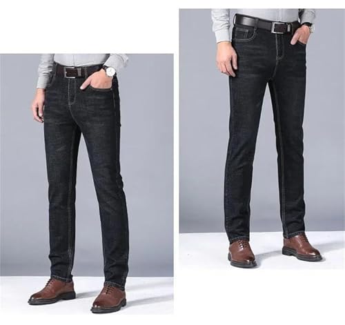 Men's Soft Jeans Comfortable Denim Pants Straight Stretch Slim Fit Business Casual Trousers2