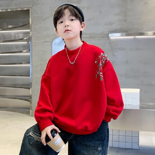 Chinese New Year Boys' fleece-lined thickened red sweater fall winter fashion top3