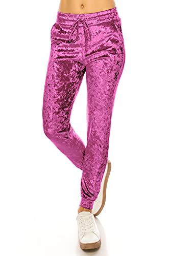 ALWAYS Women Velvet Jogger Pants - Crushed Velour Solid Basic Premium Soft Stretch Warm Winter Sweatpants Joggers Lavender Small - image 2