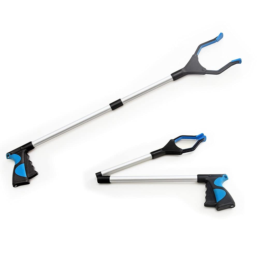 Reacher Grabber Tool - 32 lekkie aluminiowe zbieracze śmieci z obrotowym gumowym chwytakiem, składane, długie ramię dla seniorów, pomoc w ogrodnictwie, łatwy odbiór śmieci