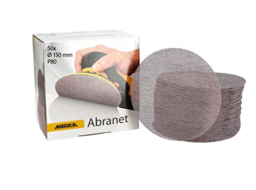 Mirka Abranet Disques abrasifs filet Ø 150 mm autoagrippant/grain P80 / 50 pcs/pour poncer le bois, le mastic, la peinture, le plastique / 5424105080