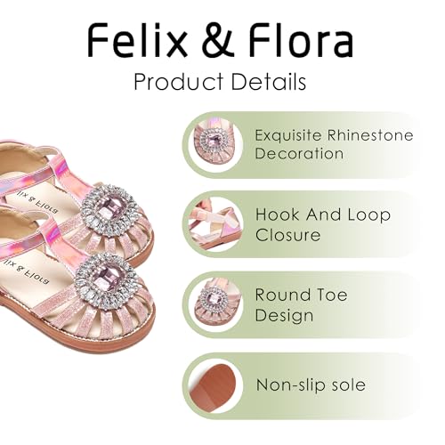 Image of Felix & Flora Toddler Girls Sandals Soft Rubber Princess Flat Shoes Flower Girl Shoes
