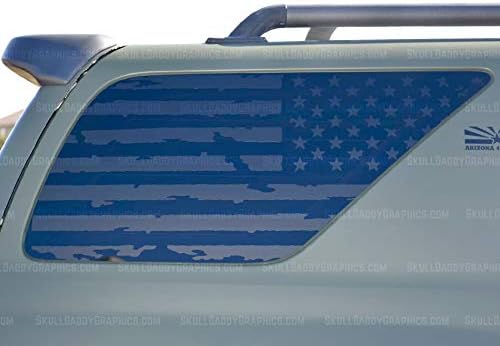 Skull Daddy Graphics Distressed USA PRECUT Window Flags Decals Sticker to fit Toyota 4Runner 2003-2009 (Both Sides)