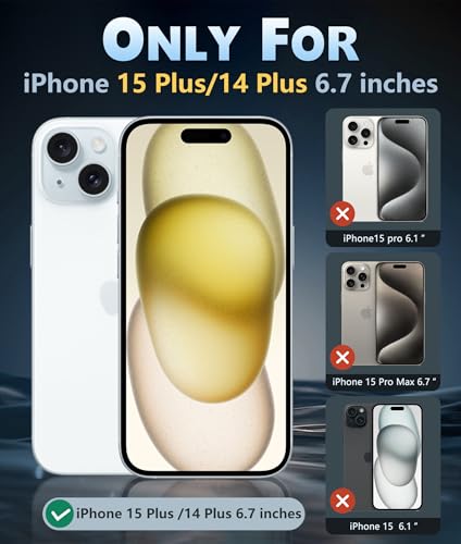 Image of FNTCASE for iPhone 15 Plus Case: Clear Phone Cases Slim Anti Yellowing Military Grade Drop Protection Rugged Shockproof Protective Transparent Cell Phone Cover (D-Black)