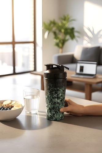 Image of Body Smith - ACTIVE WEAR & MORE Stainless Steel Protein Shaker Bottle - Leak Proof Gym Shaker with Mixing Ball, BPA Free, 750ml (Military Brown) (Green)