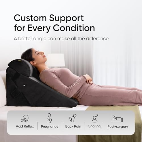 Image of Frido Adjustable Wedge Max Cushion, 12-Way Adjustable Pregnancy Pillow & Leg Elevation Pillow, Relieves Neck, Back & Shoulder Pain, Great for Reading, Sleeping & Relaxing | Black
