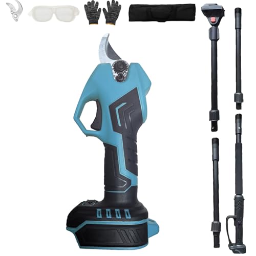 Tijeras de Podar Eléctricas 2 en 1 con Pértiga compatible con 18V 20V baterías, Tijeras de podar Corte de 14-28 mm, Palo Telescópico 2M, Jardinería y Poda para Árboles (sin batería) (MT)