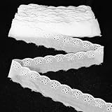 15 Yards Eyelet Lace Trim, White Cotton Lace Ribbon Wavy Edge Floral Embroidery Ruffle Laces Trim for Sewing Dress Clothes Bag Dolls Pets Clothes